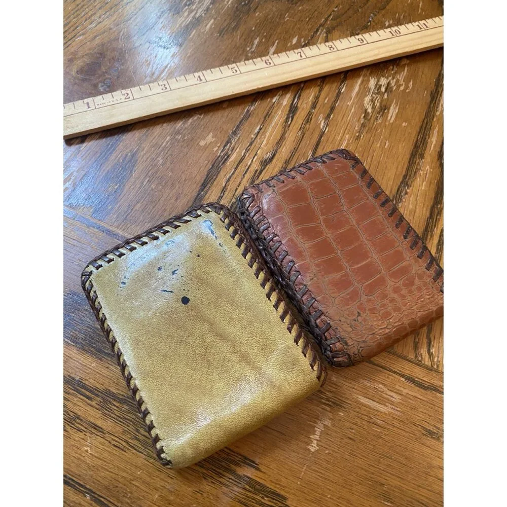 Set Of Two Custom Handcrafted Vintage Leather Wallets